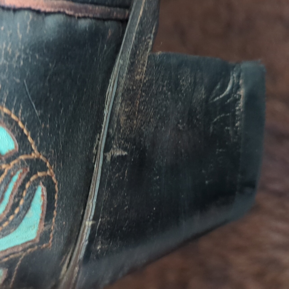 CORRAL R2482 Espresso brown & turquoise inlay crosses & roses cowgirl boots sz 7 - Picture 13 of 16